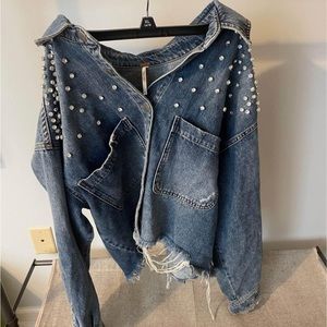 Free People Studded Jean Jacket